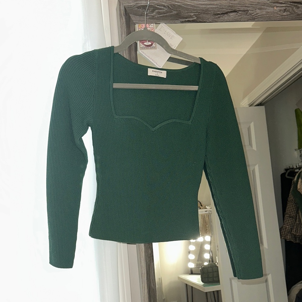 Aritzia Babaton Deep Green Ribbed Sweater